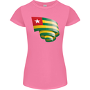 Curled Togo Flag Togolese Day Football Womens Petite Cut T-Shirt Azalea