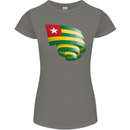 Curled Togo Flag Togolese Day Football Womens Petite Cut T-Shirt Charcoal