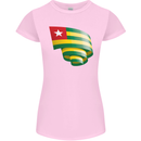 Curled Togo Flag Togolese Day Football Womens Petite Cut T-Shirt Light Pink