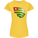 Curled Togo Flag Togolese Day Football Womens Petite Cut T-Shirt Yellow