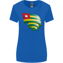 Curled Togo Flag Togolese Day Football Womens Wider Cut T-Shirt Royal Blue