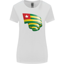 Curled Togo Flag Togolese Day Football Womens Wider Cut T-Shirt White