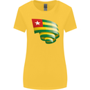 Curled Togo Flag Togolese Day Football Womens Wider Cut T-Shirt Yellow