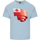Curled Tongo Flag Tongan Day Football Kids T-Shirt Childrens Light Blue