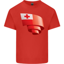 Curled Tongo Flag Tongan Day Football Mens Cotton T-Shirt Tee Top Red