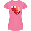 Curled Tongo Flag Tongan Day Football Womens Petite Cut T-Shirt Azalea