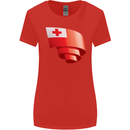 Curled Tongo Flag Tongan Day Football Womens Wider Cut T-Shirt Red