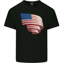 Curled USA Flag Independence Day Football Kids T-Shirt Childrens Black