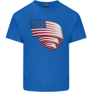 Curled USA Flag Independence Day Football Kids T-Shirt Childrens Royal Blue