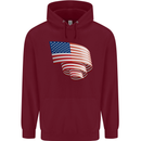 Curled USA Flag Independence Day Football Mens 80% Cotton Hoodie Maroon