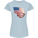 Curled USA Flag Independence Day Football Womens Petite Cut T-Shirt Light Blue