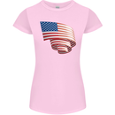 Curled USA Flag Independence Day Football Womens Petite Cut T-Shirt Light Pink