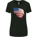 Curled USA Flag Independence Day Football Womens Wider Cut T-Shirt Black