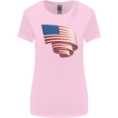 Curled USA Flag Independence Day Football Womens Wider Cut T-Shirt Light Pink
