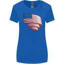Curled USA Flag Independence Day Football Womens Wider Cut T-Shirt Royal Blue