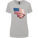 Curled USA Flag Independence Day Football Womens Wider Cut T-Shirt Sports Grey