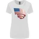 Curled USA Flag Independence Day Football Womens Wider Cut T-Shirt White