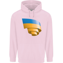 Curled Ukraine Flag Ukrainian Day Football Childrens Kids Hoodie Light Pink