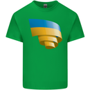 Curled Ukraine Flag Ukrainian Day Football Kids T-Shirt Childrens Irish Green