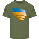 Curled Ukraine Flag Ukrainian Day Football Mens Cotton T-Shirt Tee Top Military Green