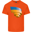 Curled Ukraine Flag Ukrainian Day Football Mens Cotton T-Shirt Tee Top Orange