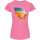 Curled Ukraine Flag Ukrainian Day Football Womens Petite Cut T-Shirt Azalea