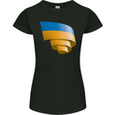 Curled Ukraine Flag Ukrainian Day Football Womens Petite Cut T-Shirt Black