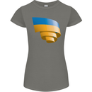 Curled Ukraine Flag Ukrainian Day Football Womens Petite Cut T-Shirt Charcoal