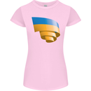 Curled Ukraine Flag Ukrainian Day Football Womens Petite Cut T-Shirt Light Pink