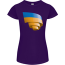 Curled Ukraine Flag Ukrainian Day Football Womens Petite Cut T-Shirt Purple
