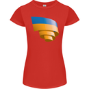 Curled Ukraine Flag Ukrainian Day Football Womens Petite Cut T-Shirt Red