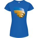 Curled Ukraine Flag Ukrainian Day Football Womens Petite Cut T-Shirt Royal Blue