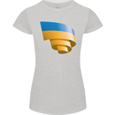 Curled Ukraine Flag Ukrainian Day Football Womens Petite Cut T-Shirt Sports Grey