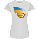 Curled Ukraine Flag Ukrainian Day Football Womens Petite Cut T-Shirt White