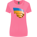 Curled Ukraine Flag Ukrainian Day Football Womens Wider Cut T-Shirt Azalea