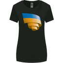 Curled Ukraine Flag Ukrainian Day Football Womens Wider Cut T-Shirt Black
