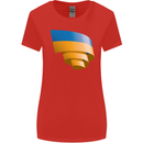 Curled Ukraine Flag Ukrainian Day Football Womens Wider Cut T-Shirt Red