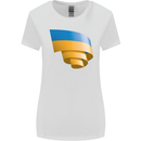 Curled Ukraine Flag Ukrainian Day Football Womens Wider Cut T-Shirt White