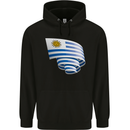 Curled Uruguay Flag Uruguayan Day Football Childrens Kids Hoodie Black