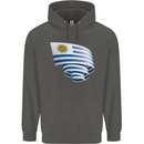 Curled Uruguay Flag Uruguayan Day Football Childrens Kids Hoodie Storm Grey