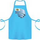 Curled Uruguay Flag Uruguayan Day Football Cotton Apron 100% Organic Turquoise