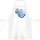 Curled Uruguay Flag Uruguayan Day Football Cotton Apron 100% Organic White