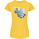 Curled Uruguay Flag Uruguayan Day Football Womens Petite Cut T-Shirt Yellow