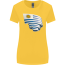 Curled Uruguay Flag Uruguayan Day Football Womens Wider Cut T-Shirt Yellow