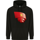 Curled Vietnam Flag Vietnamese Day Football Mens 80% Cotton Hoodie Black