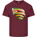 Curled Zimbabwe Flag Zimbabwean Day Football Mens Cotton T-Shirt Tee Top Maroon