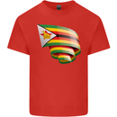 Curled Zimbabwe Flag Zimbabwean Day Football Mens Cotton T-Shirt Tee Top Red