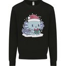 Cute Christmas Axoloti Wearing a Chirstmas Hat Xmas Mens Sweatshirt Jumper Black