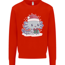 Cute Christmas Axoloti Wearing a Chirstmas Hat Xmas Mens Sweatshirt Jumper Bright Red