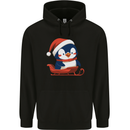 Cute Christmas Penguin & Sledge Funny Xmas Childrens Kids Hoodie Black